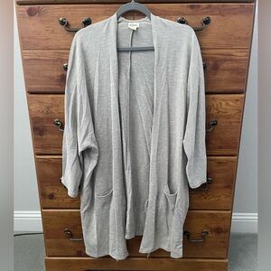 Gray Open Front Cardigan